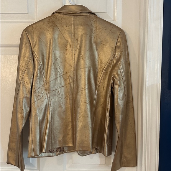 Vintage NWT Women's Worthington Gold Polyester Faux Leather Jacket Size Medium - Picture 7 of 9